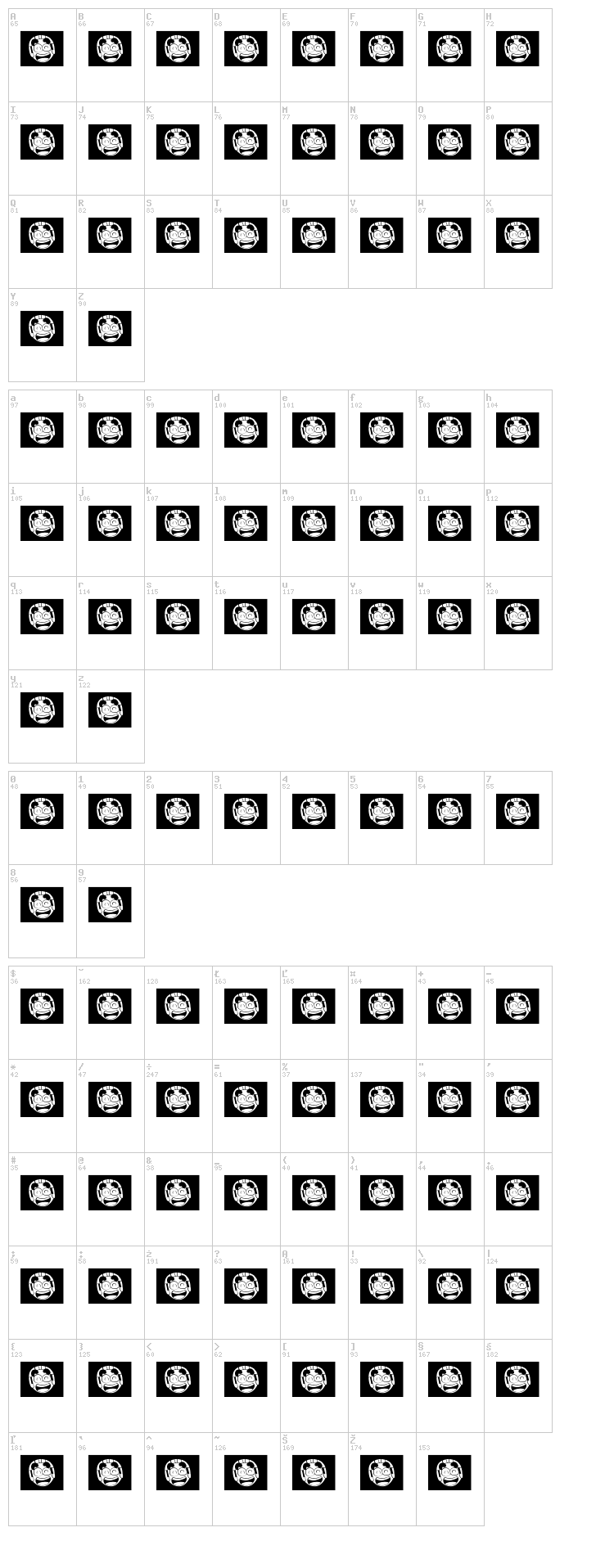 Home Sweet Home font map